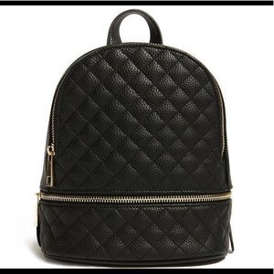 Black Leather Mini Backpack